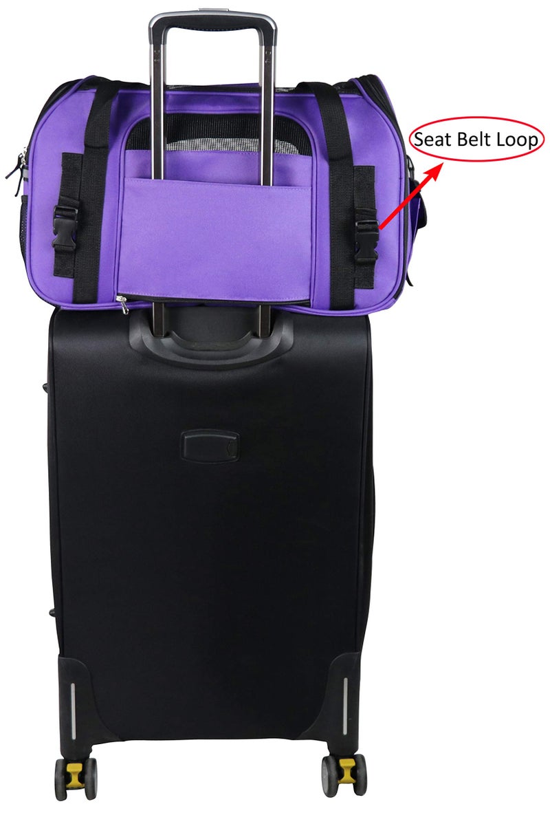 EliteField Soft Sided Pet Carrier (3 Year Warranty, Airline Approved), Multiple Sizes and Colors Available (Large: 19" L x 10" W x 13" H, Purple) - Image 5